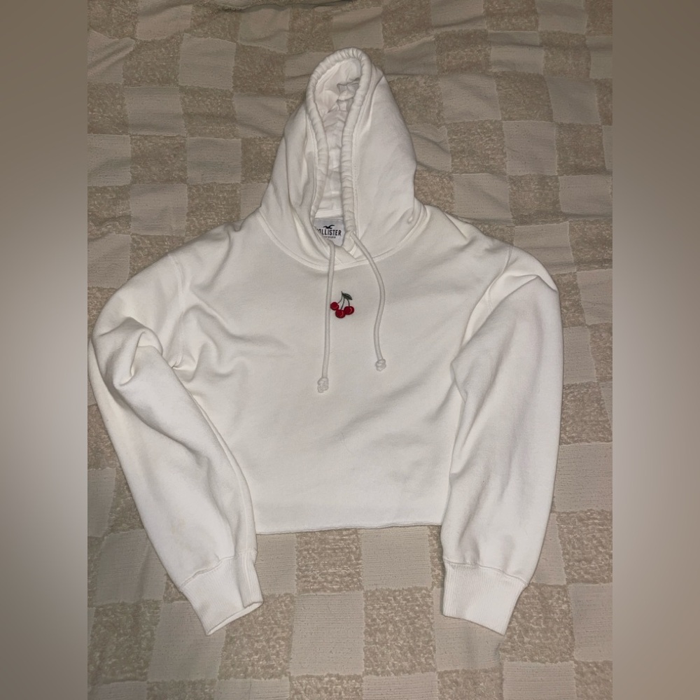 Hollister White Hoodie with Cherry Detail